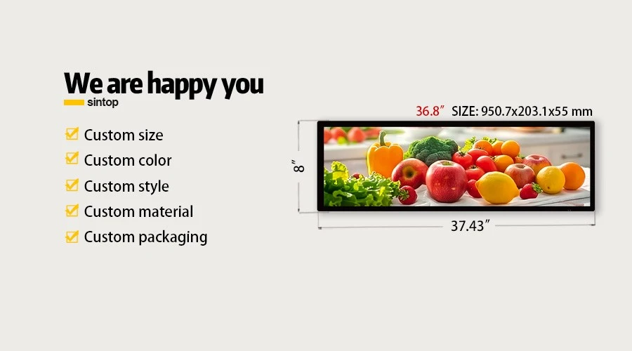 36.8 Inch LCD Bar Display Double Face Screen Manufacturer